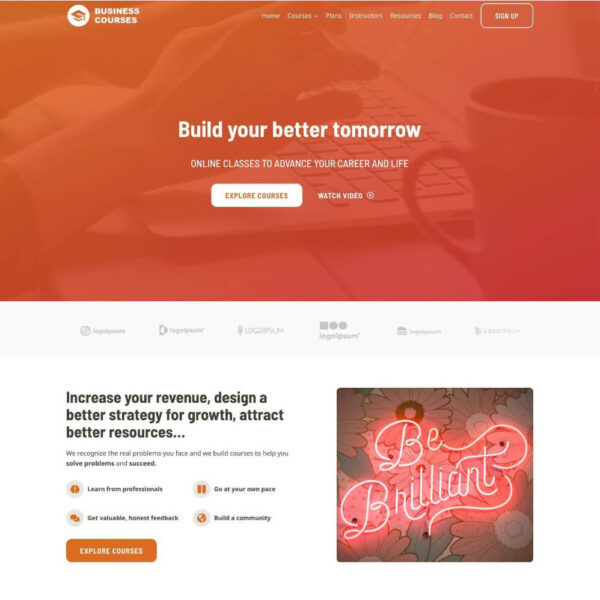 Business Courses - Website Builder For WordPress